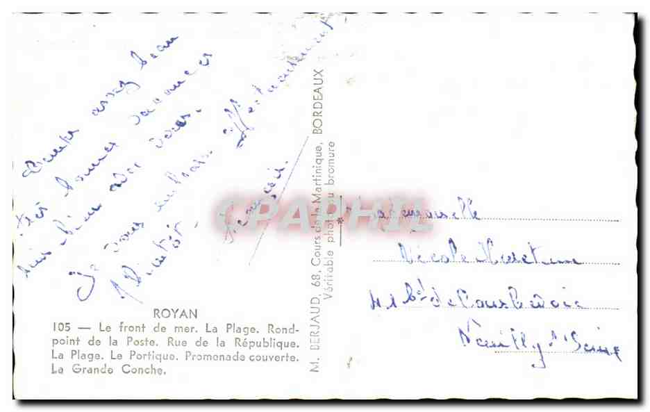 Royan — Souvenir de Royan — M. Derjaud, éditeur — Rückseite