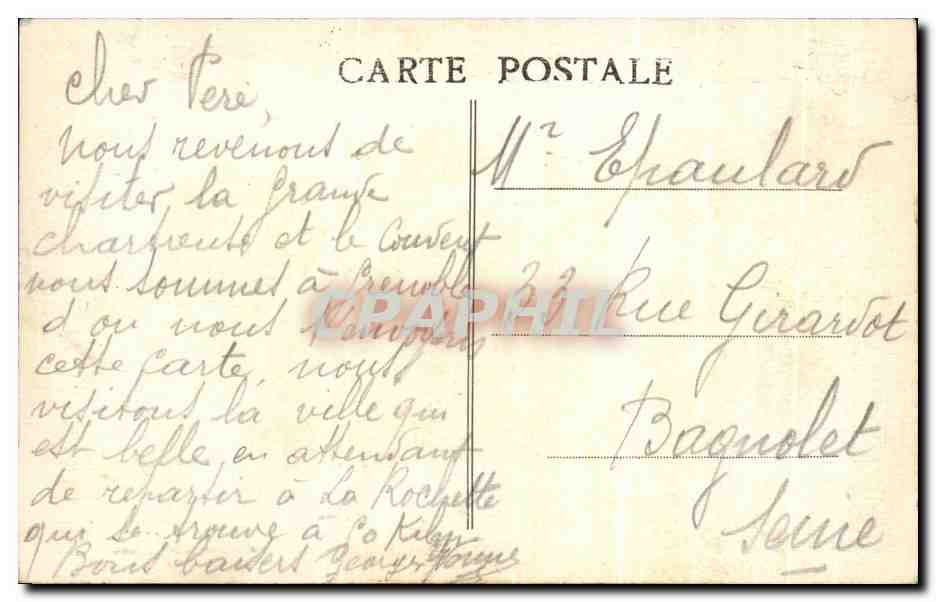 Grenoble - Le Pont suspendu et le Quai Perrière — Édit. Romagnès, n° 98 — Back