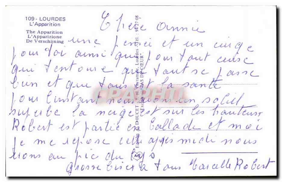 CPSM Lourdes L'apparation Bernadette — Verso