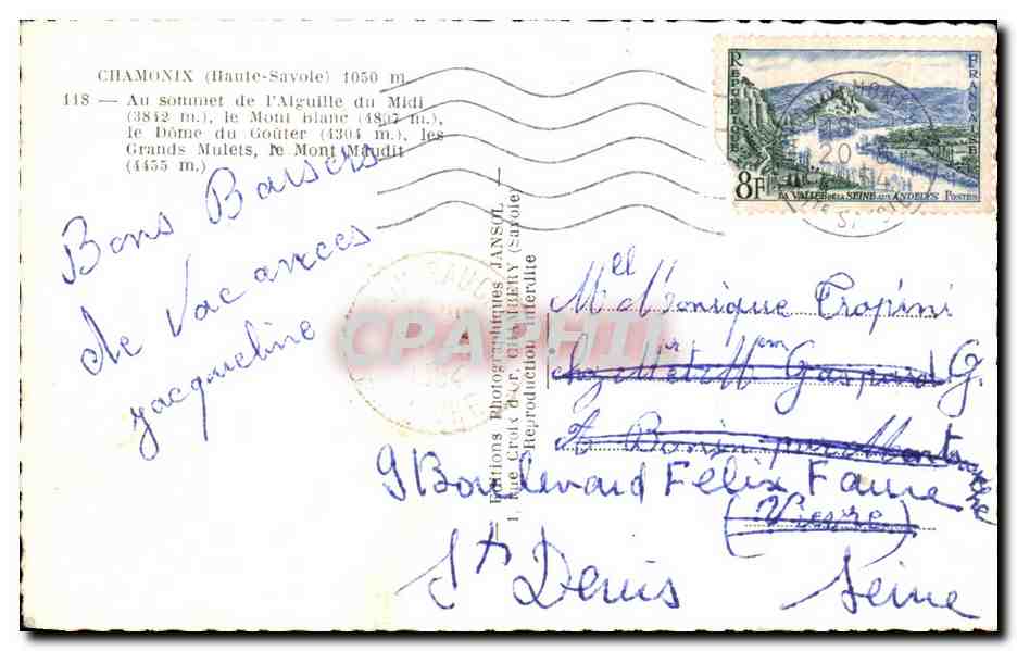 CPA Chamonix Au sommet de I'Aiguille du Midi le Mont Blanc  — Verso