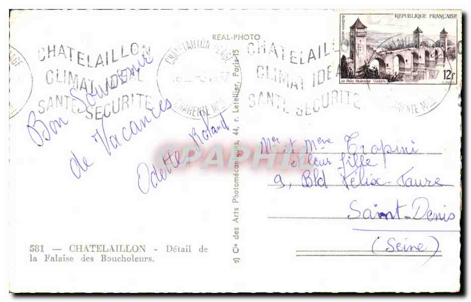 CPSM Chatelaillon Detail de la falaise des Boucholeurs — Back