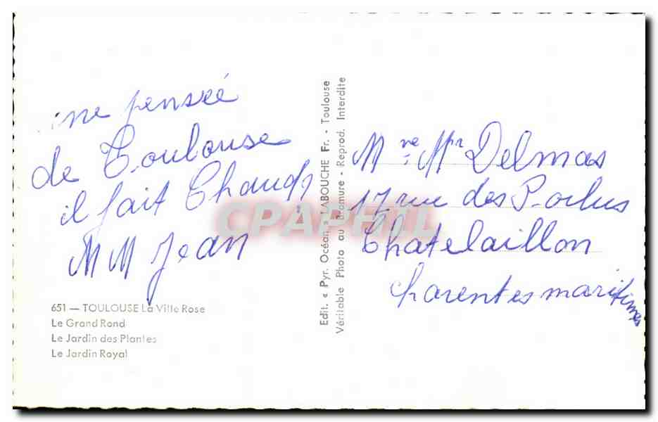CPA Les Jardins De Toulouse Femme Folklore — Verso