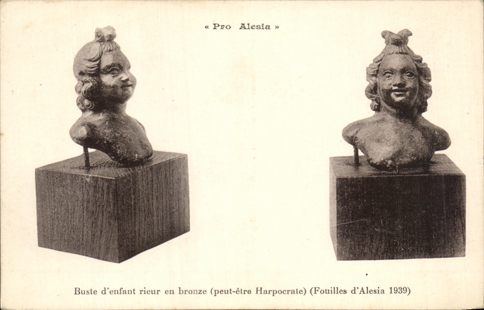 Buste d'enfant rieur en bronze — Pro Alesia (peut-être Harpocrate) — Fouilles d'Alesia 1939