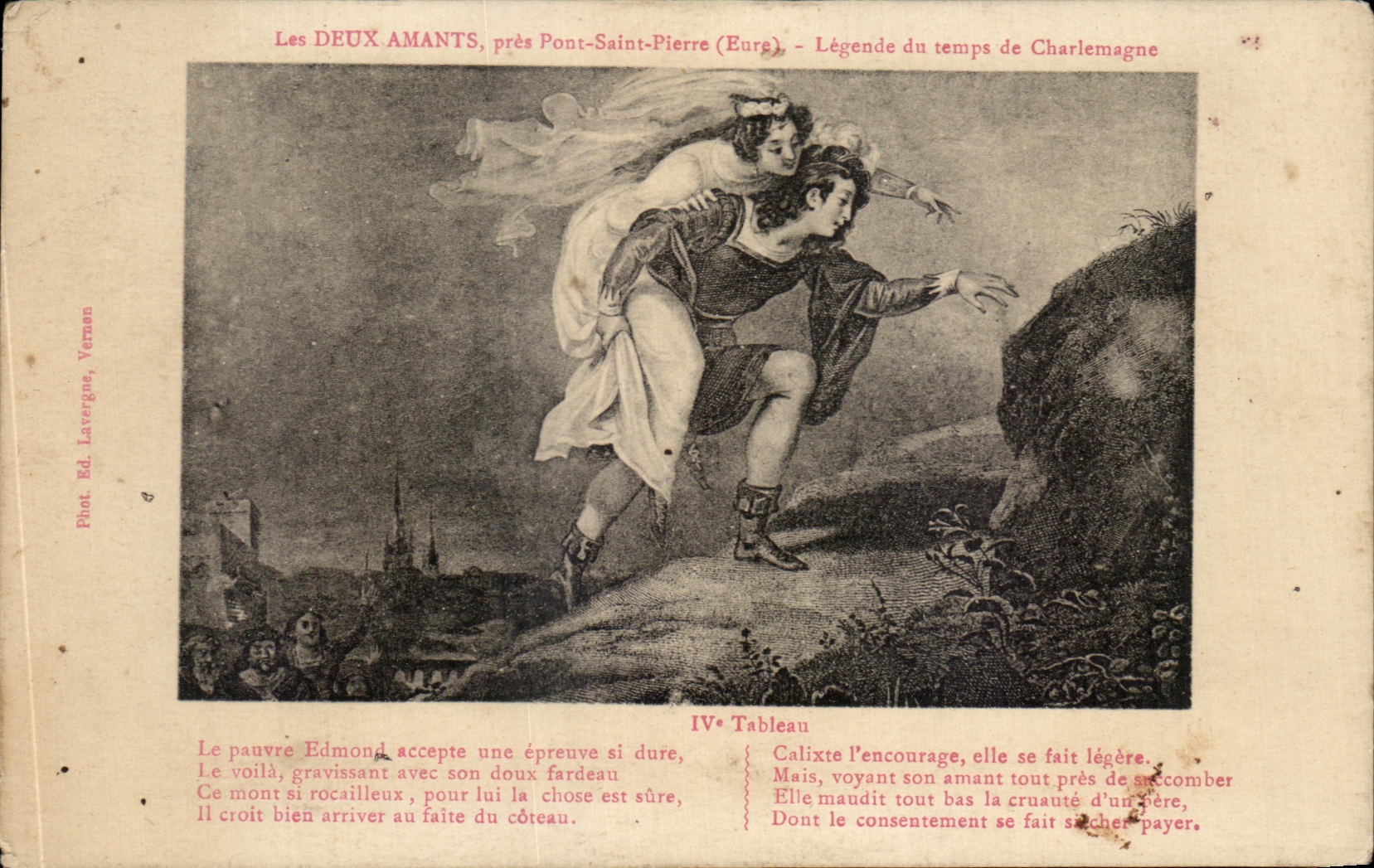 Les DEUX AMANTS, near Pont-Saint-Pierre (Eure) — Legend of the Time of Charlemagne — Ed. Lasergue, Vernon
