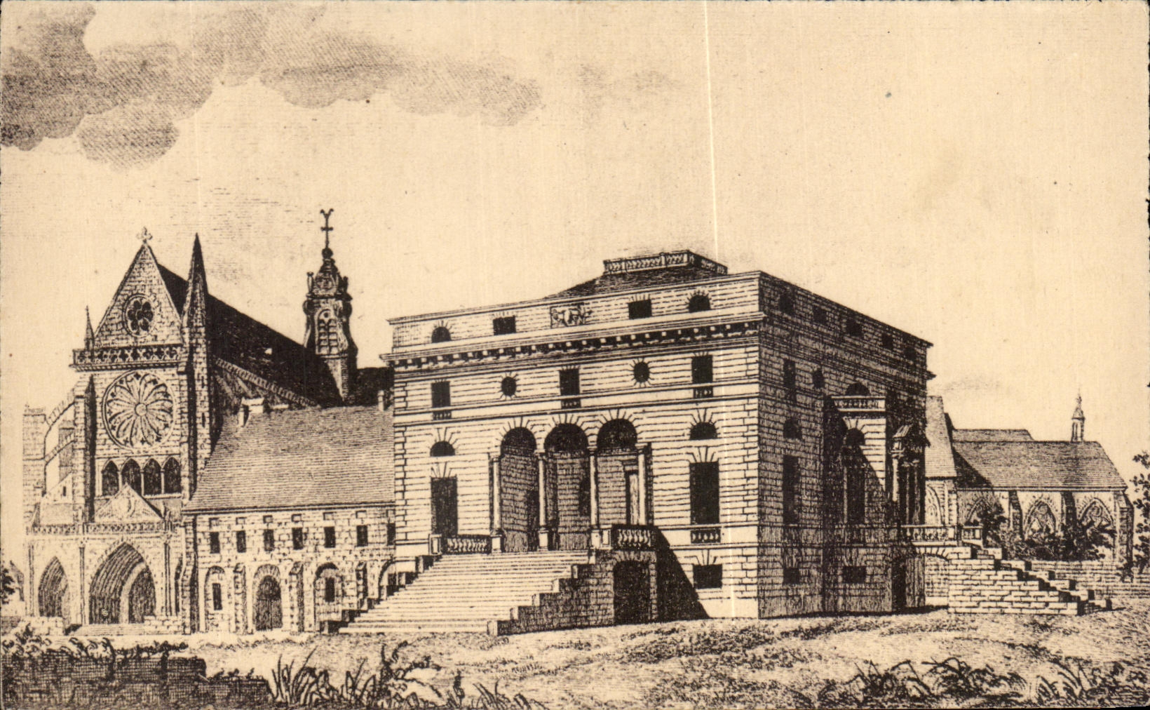 CPA Abbaye de Royaument Asnieres sur Oise Eglise Palais Abbatiale