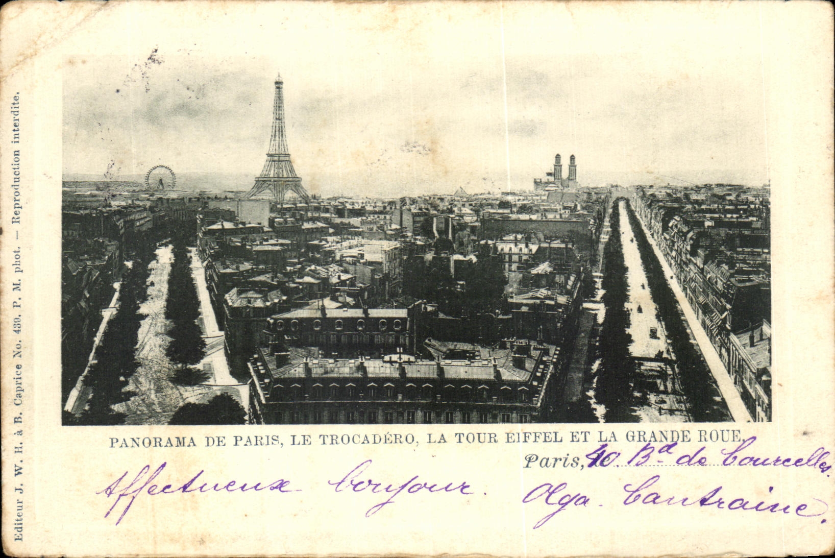 CPA Panorama De Paris Le Trocadero La Tour Eiffel Et La Grande Roue