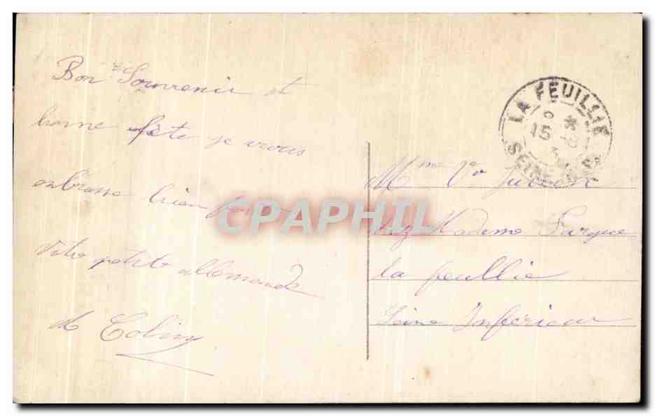 Bouquet de fleurs — Joyeuse Fête — Éditeur Chilas, n°7653 — Rückseite