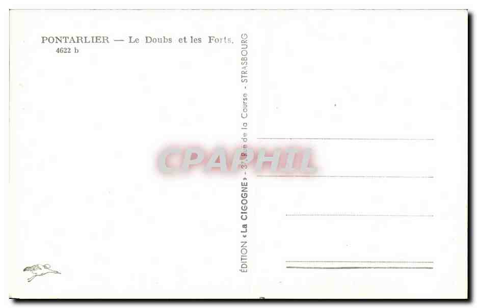 PONTARLIER — Le Doubs et les Forts — Édition « La Cigogne » — Verso