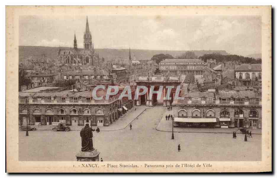 CPA Nancy Place Stanislas Panorama pris de I'Hotel de 'ville