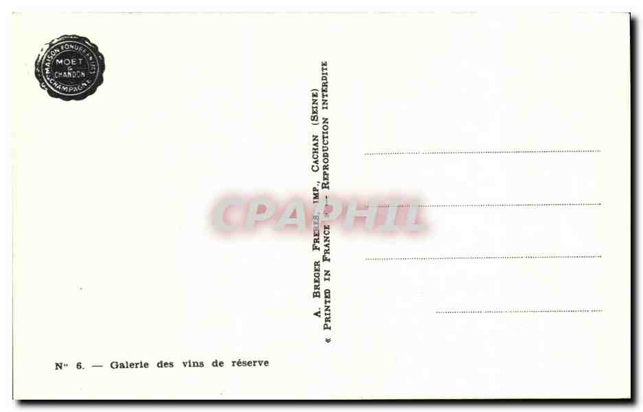 CPA Galerle des Vins de Reserve Moet et Chandon champagne — Rückseite