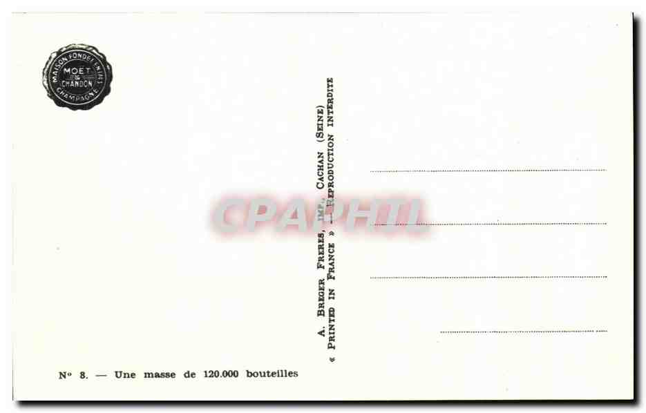 Keller von Cachan — Menge von 120.000 Flaschen — Breger Frères, Impr. Cachan — Rückseite