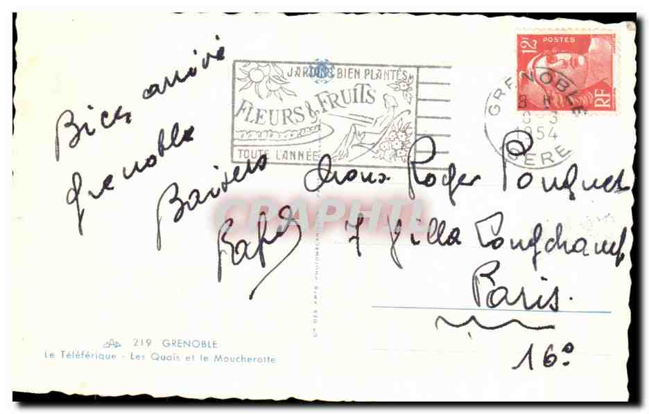 Grenoble — Le Téléphérique - Les Quois et le Mouche ratte — éditeur 219 Grenoble — Verso