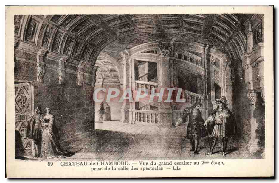 CPA Chateau de Chambord Vue du Grand escalier au 2eme etage prise de la salle des spectacles 