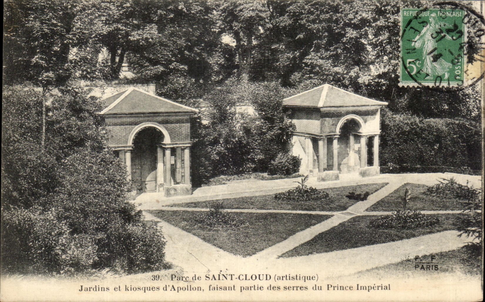 CPA Parc de Saint Cloud Jardins et kiosques d'Apollon faisant partie des serres du Prince Imperial