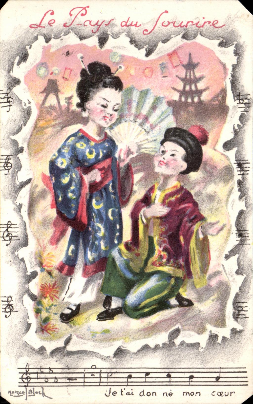 CPA Le pays du Sourire Japon Eventail