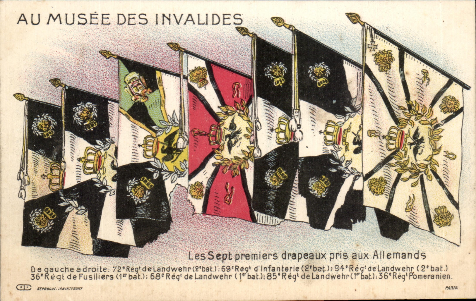 CPA Au Musee Des Invalides Les Sept Premiers drapeaux Pris aux emands Militaria 