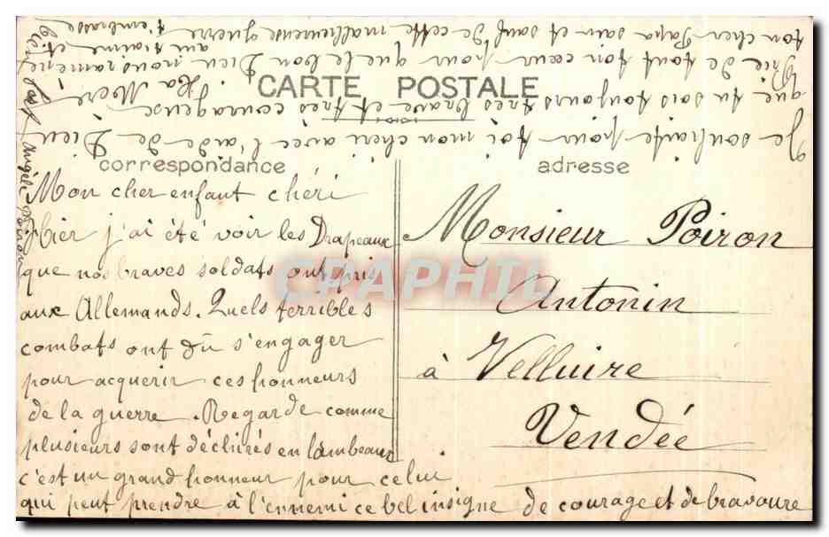 CPA Au Musee Des Invalides Les Sept Premiers drapeaux Pris aux emands Militaria  — Rückseite