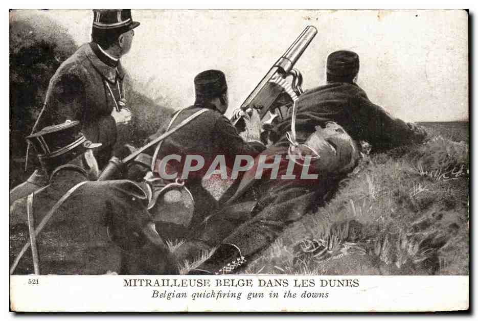 CPA Mitrailleuse Belge Dans Les Dunes Militaria 