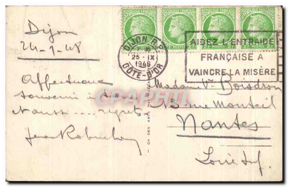 CPA Dijon Le Poreche du Palais de Justice — Verso