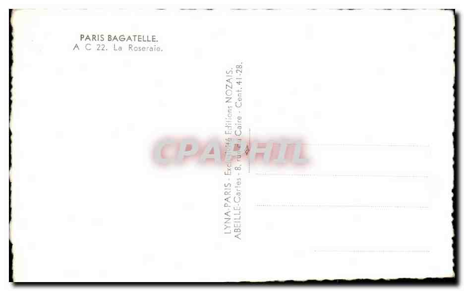CPA Paris Bagatelle La roseraie — Verso