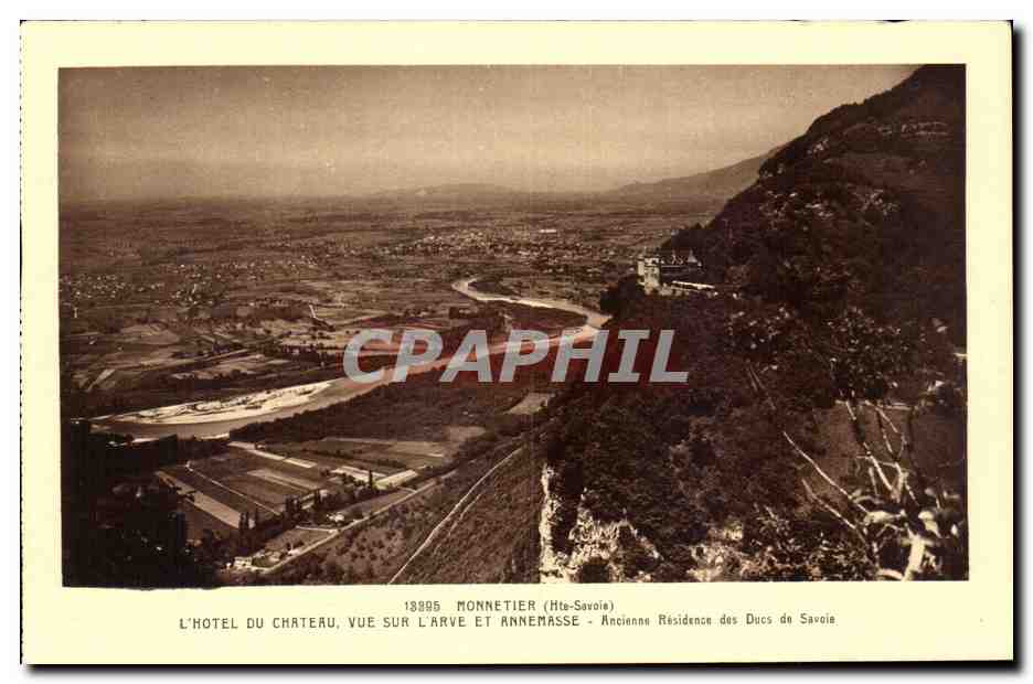L'Hôtel du Château, vue sur l'Arve et Annemasse — Ancienne résidence des Ducs de Savoie — Monnetier (Hte-Savoie)
