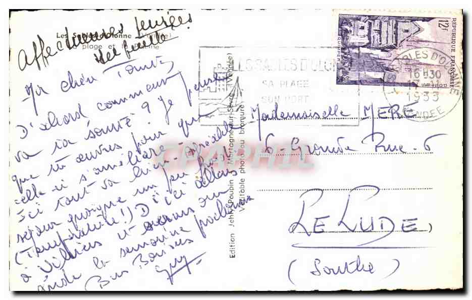 CPA La Plage et la piscine Sables d'olonne  — Back