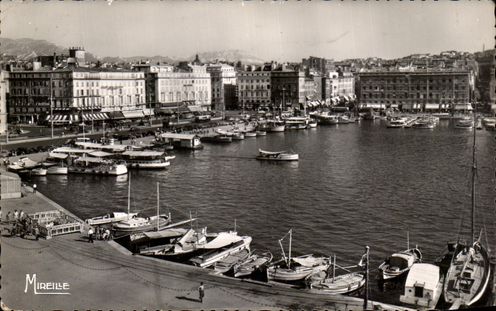 Tarjeta postal antigua Marsella Un rincón del Viejo Puerto y el Muelle de los Belgas