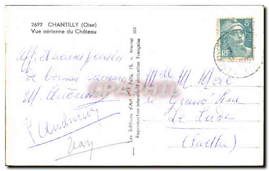 CPA Chantilly Vue aerlenne du Chateau — Verso
