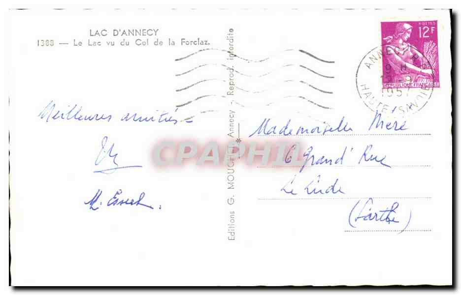 Lac d'Annecy — vu du Col de la Forclaz — Éditions G. Mouchet — Reverso