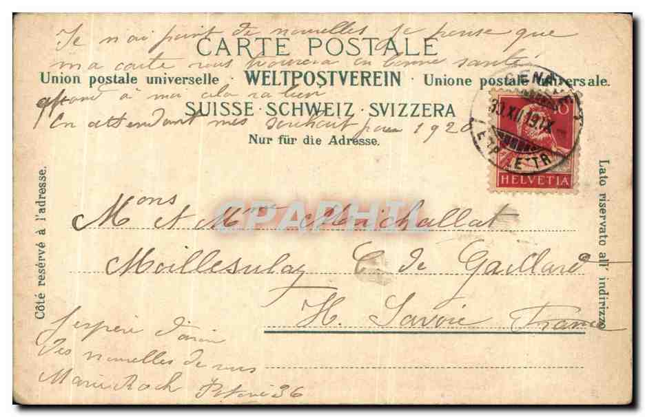 CPA Suisse Territet Glion Bonne Annee — Rückseite