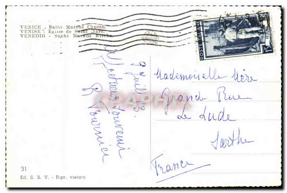 CPA Venezia Chiesa S Marco — Rückseite