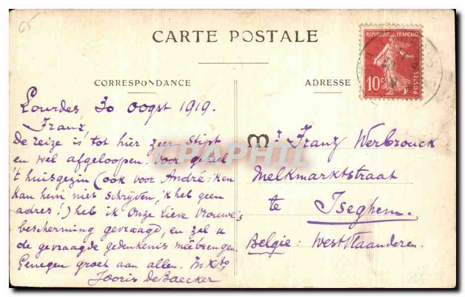 CPA Lourdes Les Pelerins a La Fontaine Miraculeuse — Verso