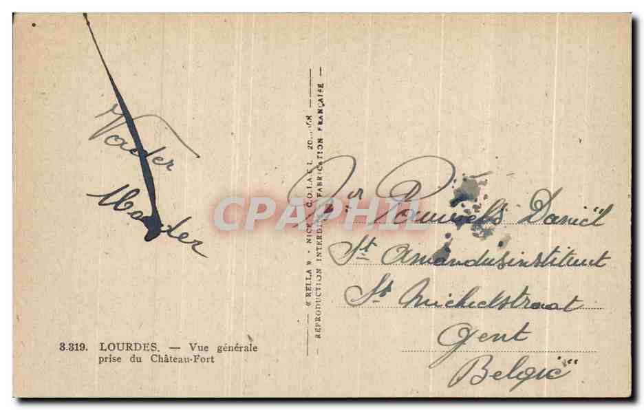 CPA Lourdes Vue Generale Vue Generale Prise du Chateau Fort — Verso