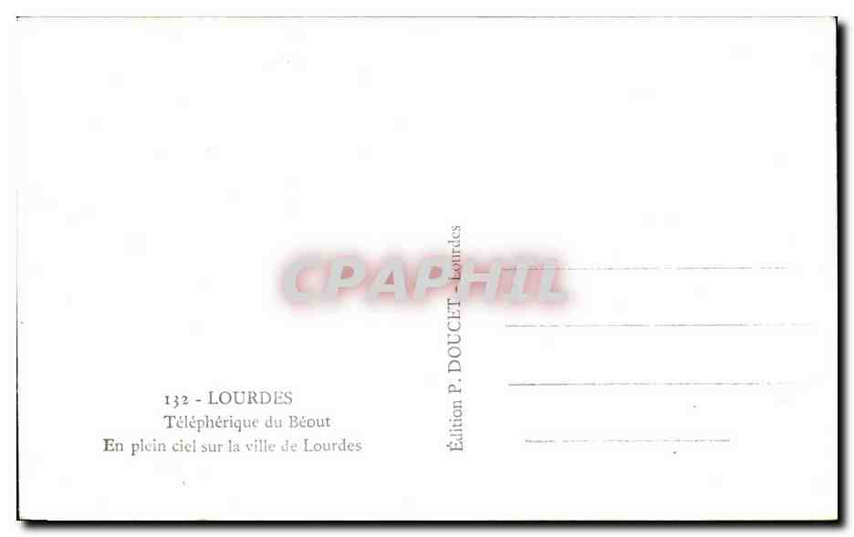 CPA Lourdes Telepherique du Beout En Plein Ciel sur la Ville de Lourdes — Verso