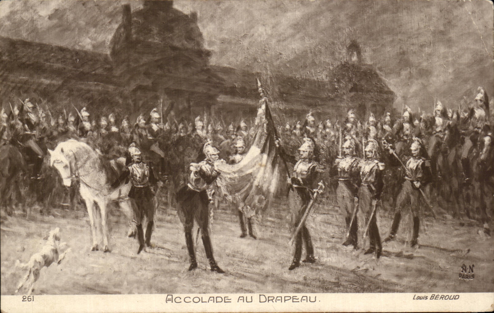 CPA Accolade Au Drapeau Louis Beroud Militaria Dragons 