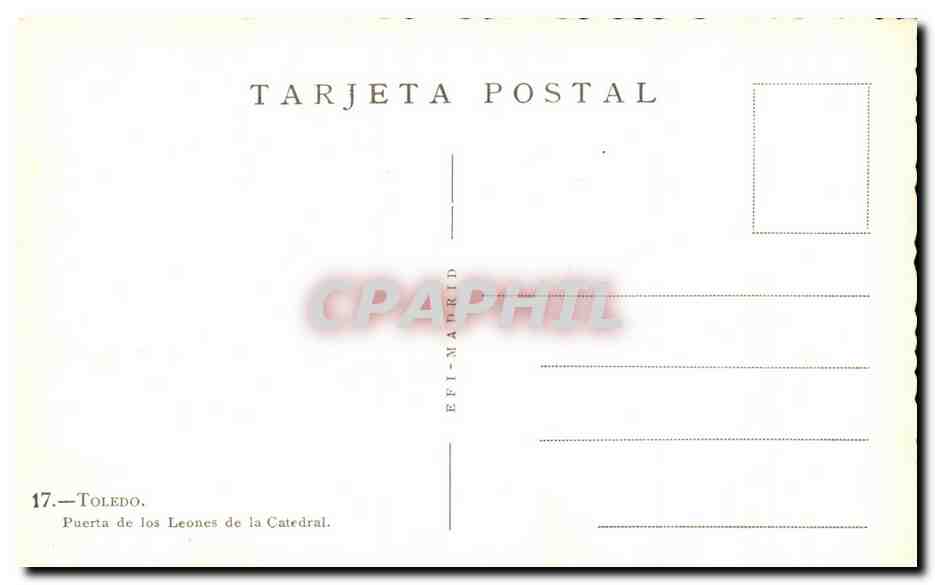 CPA Toledo Puerta de Los Leones de la Catedral — Rückseite