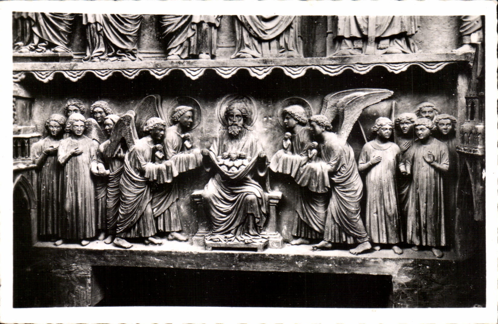 CPA Reims La Cathedrale Detail du Tympan du Portail du Jugement dernier