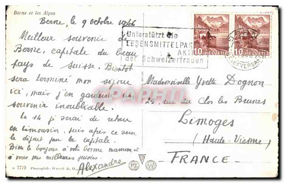 CPA Berne et les Alpes Suisse — Rückseite