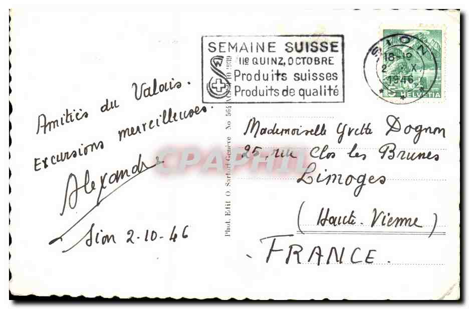 CPA Sion Suisse — Rückseite
