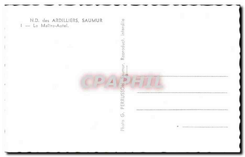 CPA Des Ardilliers Saumur Le Maitre Autel — Rückseite