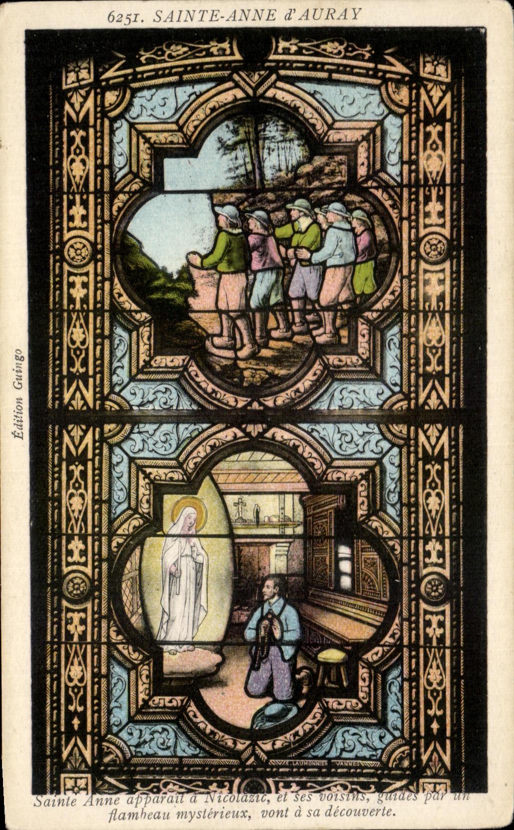 CPA Sainte Anne D'Auray Sainte Anne Apparait a Nicolasic et Ses Voisins gardes par un 