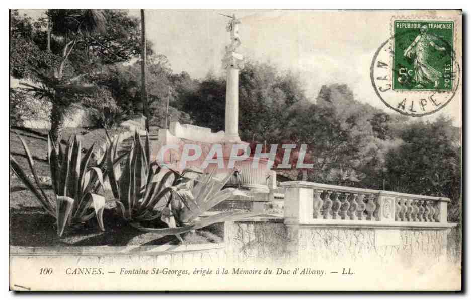 CPA Cannes Fontaine St Georges erigee a la Memoire du Duc d'Albany