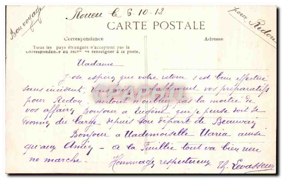CPA Rouen Vue Generale prise du pont a transbordeur — Rückseite