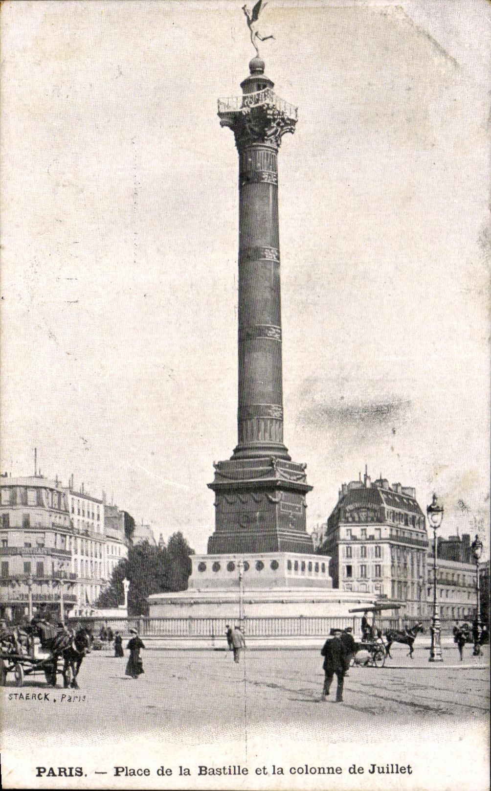 CPA Paris Place de la Bastille et la colonne de Juillet