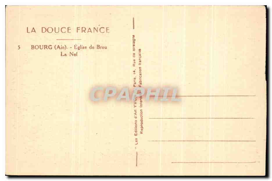 CPA Bourg Eglise de Brou La Nef — Verso