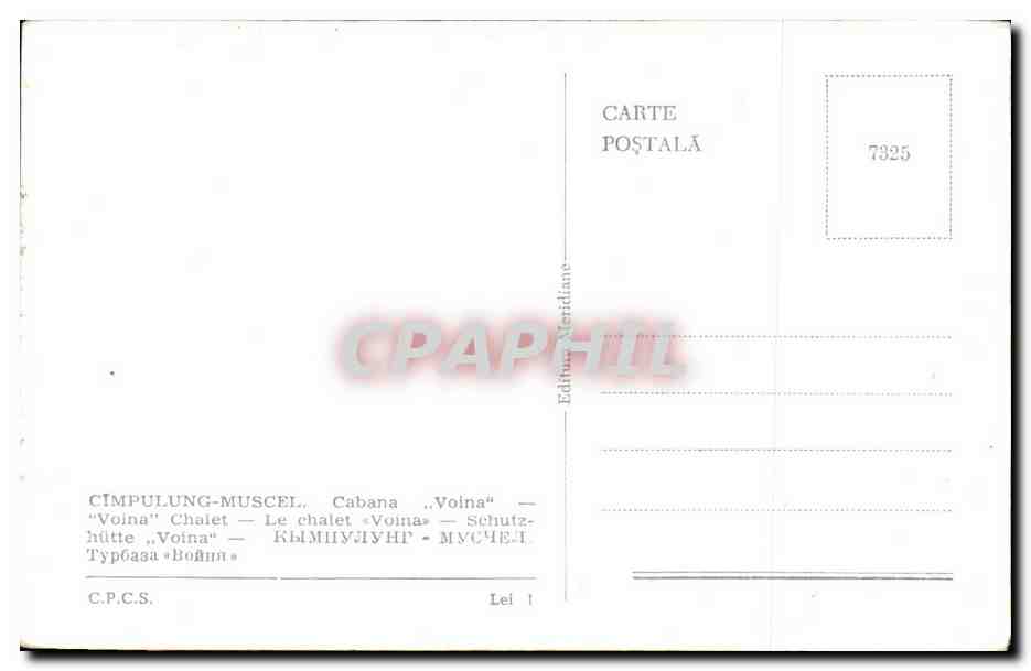CPA Cimpulung Muscel Cabana Voina Roumanie — Verso