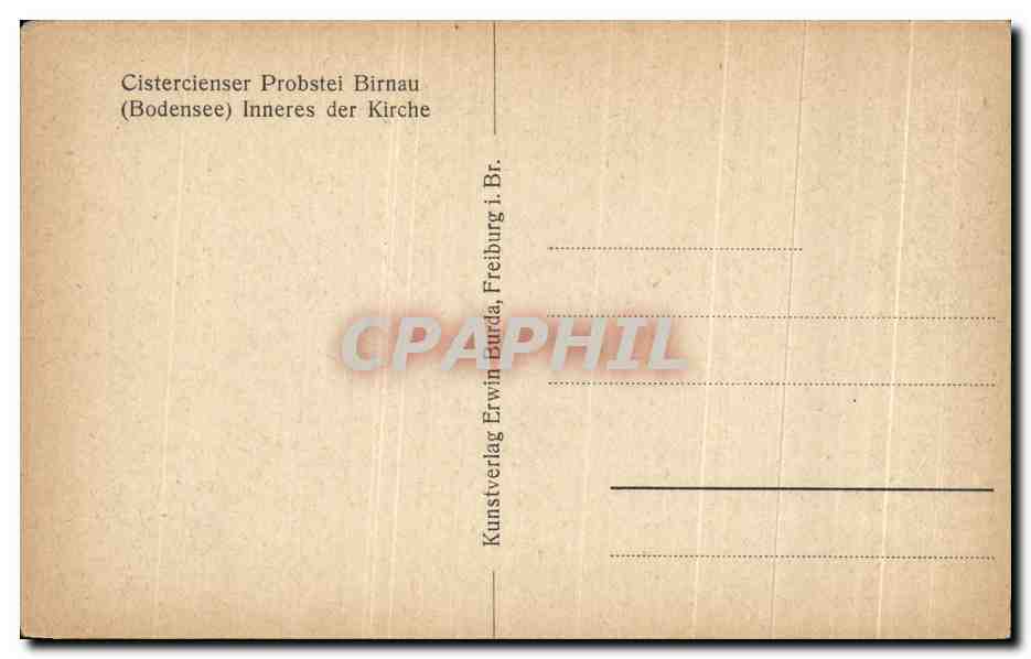 CPA Cistercienser Probstei Birnau Inneres der Kirche Bondensee — Rückseite
