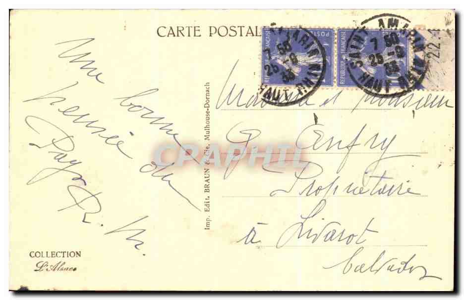 Vallée de Wesserling — Ferme du Markstein et Massif du Drumont — Éditeur Braun, Mulhouse-Dormach — Reverso