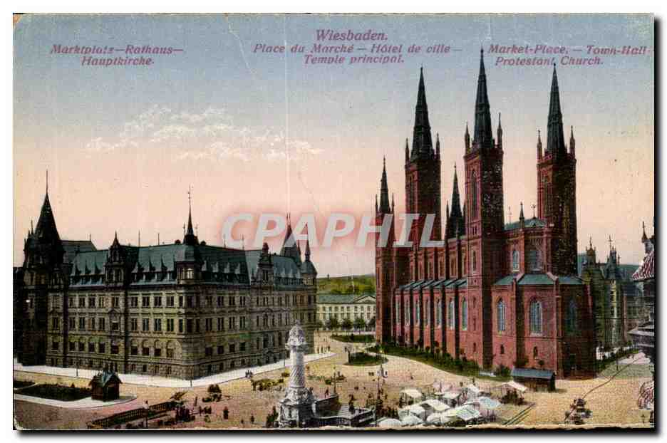 Wiesbaden — Place du Marché — Hôtel de ville — Temple principal