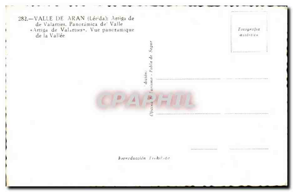 Valle de Aran (Lérida) — Artiga de Valarties — Édition de tourisme - Pobla de Segur — Reverso